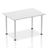 Impulse 1400mm Straight Table White Top Brushed Aluminium Post Leg I003640 DD